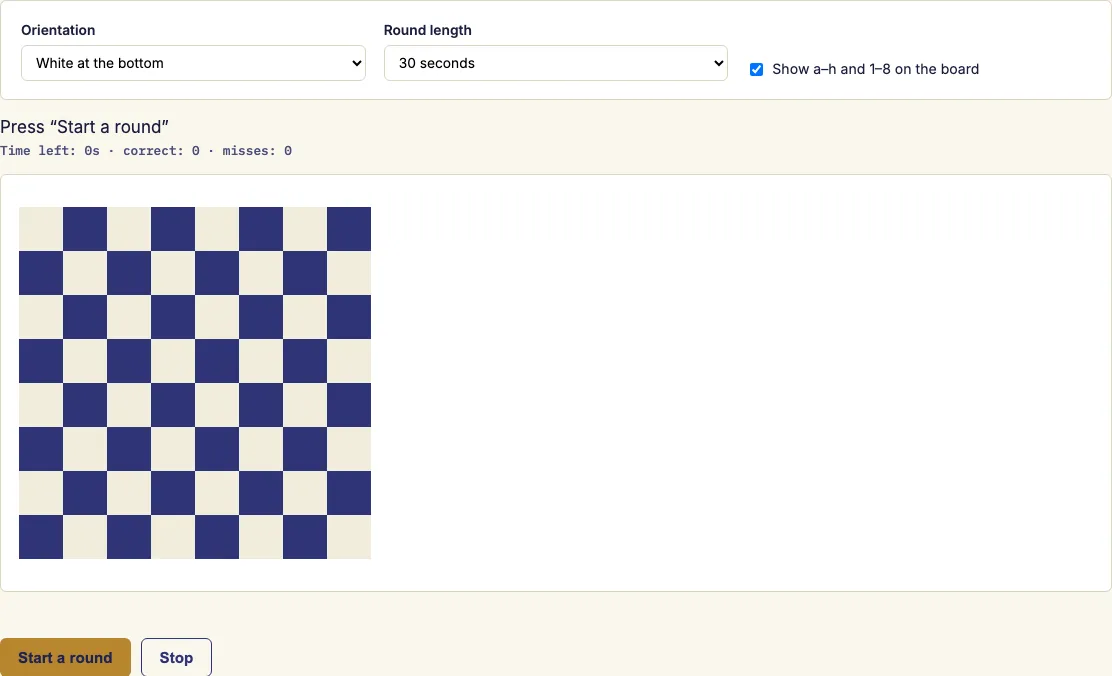 Chess board number and letter example