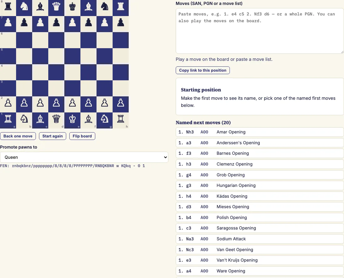 Chess opening finder example