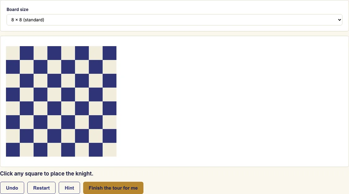 Knight tour puzzle example