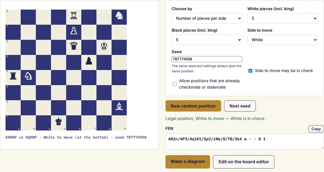 Random chess position generator example